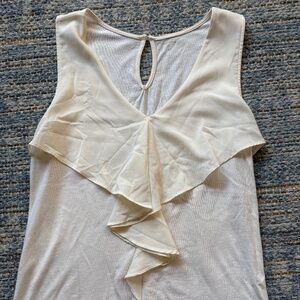 Garnet Hill Ivory Sleeveless Blouse sz M Ruffle Detail